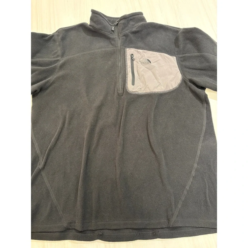 The North Face 1/4 Zip Fleece Pullover Black Gray Men's Large Outdoor Jacket